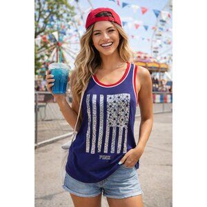 Victoria's Secret PINK Sequin American Flag Tank top size SMALL